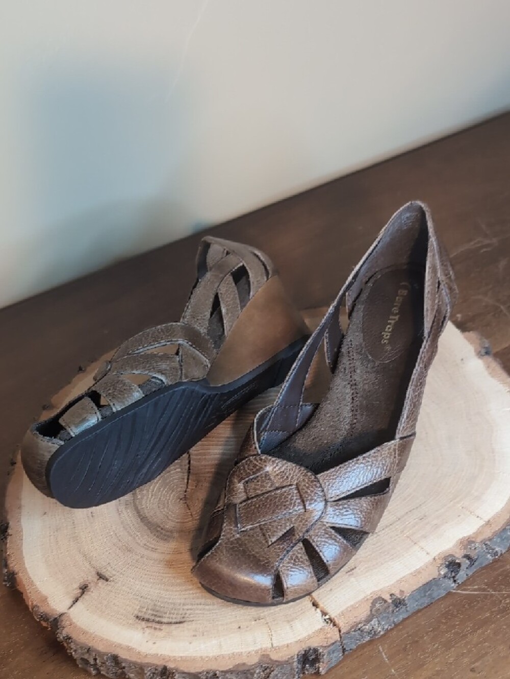 NWT Baretraps Brown Leather Dacey Huarache Sandal Womens Wedge 9 - Picture 8 of 15